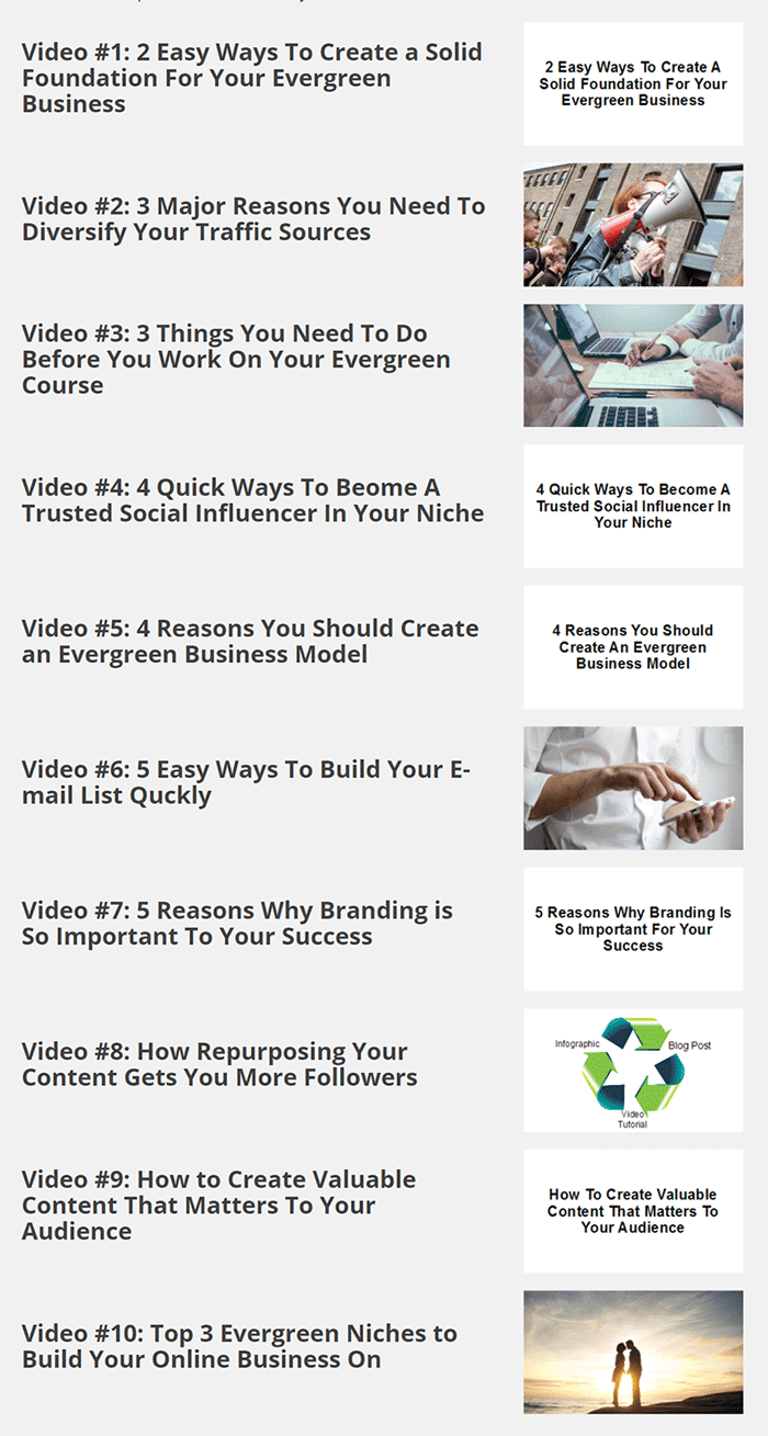 Evergreen Internet Profits Video overview